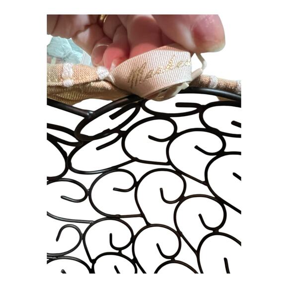 Cottagecore Coastal Neutral Feminine striped wrap puffed sleeves Maxi dress L - Picture 10 of 16